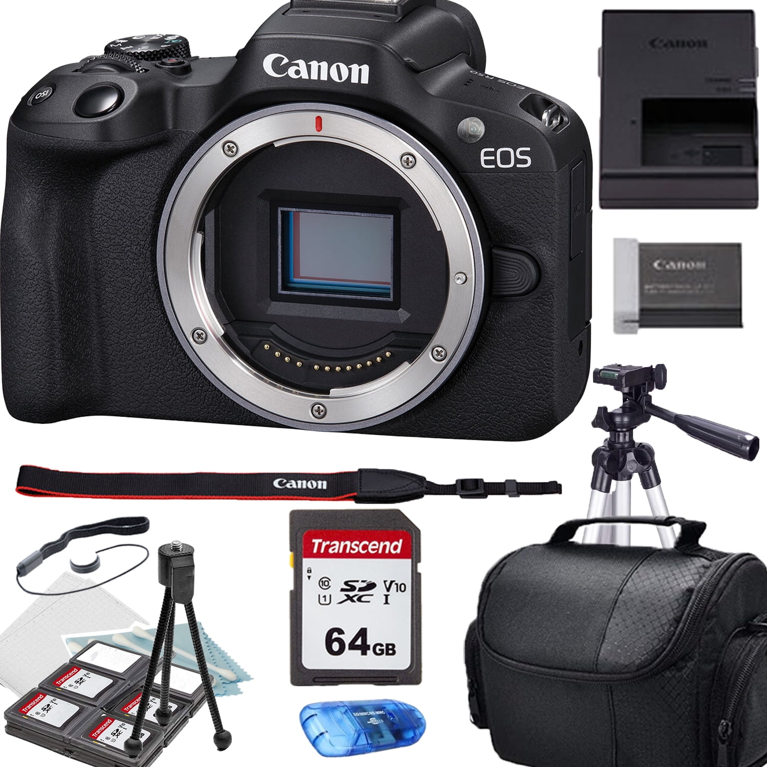 Canon EOS R100 Creator Kit Mirrorless Camera, 64GB Card, Tripod, Bag