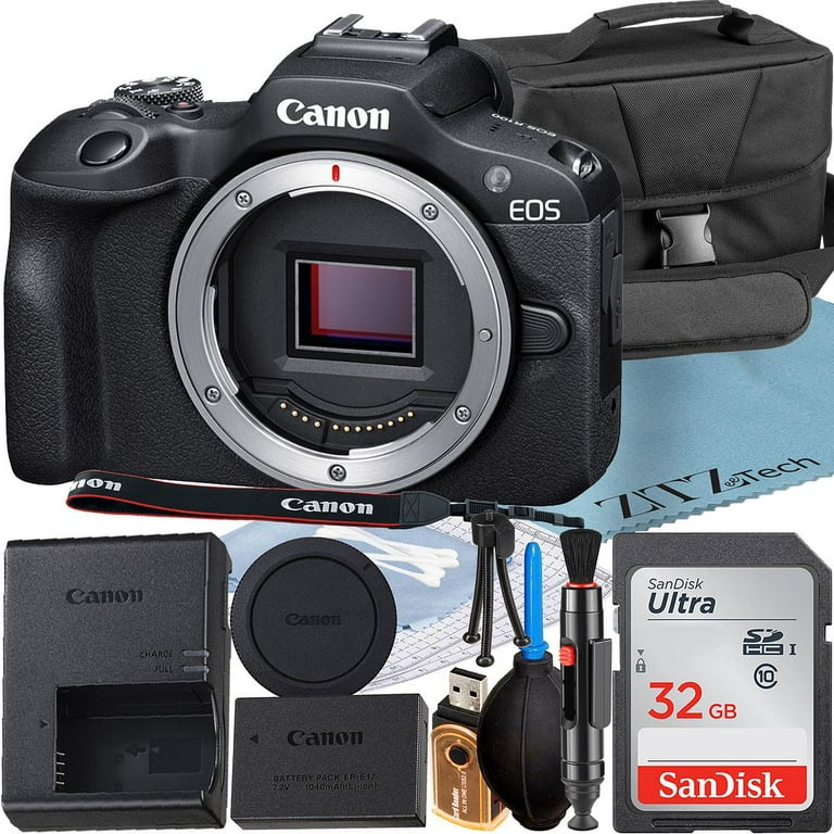 Canon EOS R100 Mirrorless Camera (Body) with 4K Video + SanDisk 32GB Memory  Card + Case + ZeeTech Accessory Bundle 