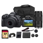 Canon EOS R100 Mirrorless Camera Double Lens Kit with RF-S 18-45mm and RF 75-300mm Lenses | 24.2MP, APS-C, 4K | Bundle with 64GB Memory Card