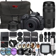 Canon EOS R100 Mirrorless Camera with RF-S 18-45mm + 75-300mm Lens + 2 Pack 128GB Memory Card + Case + Wide Angle + SV Premium Accessory Bundle International Version