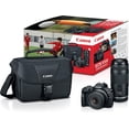 thumbnail image 1 of Canon EOS R100 Mirrorless Camera RF-S18-45mm F4.5-6.3 is STM & RF-75-300mm F4-5.6 Lens Kit, 24.1 Megapixel CMOS (APS-C) Sensor, 4K Video, RF Mount, Black(Sold without manufacturer warranty), 1 of 1