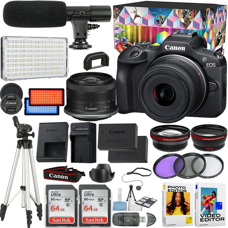 Canon EOS R100 Camera and RF-S 18-45mm f/4.5-6.3 IS STM Lens with  Essentials Kit 6052C012 EK