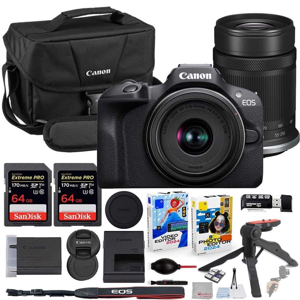 canon EOS 100QD セット Canon EOS R100 Mirrorless Camera with 18-45mm & 55-210mm Lens