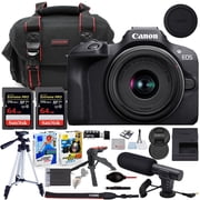 Canon EOS R100 Mirrorless Camera with 18-45mm Lens Bundle with Commander Gear Bag + Microphone + 2X 64GB Extreme Memory Cards + Accessory Kit