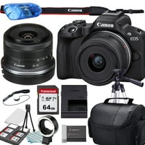 Canon EOS R100 Mirrorless Camera with 18-45mm Lens + EF-EOS R Adapter + Tripod + Camera Bag + Accessory Bundle