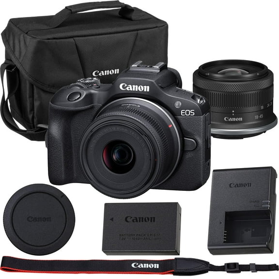 Canon EOS R100 Mirrorless Camera with Canon RF-S 18-45mm f/4.5-6.3 is STM Lens Kit with Canon Shoulder Bag
