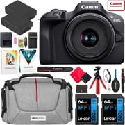 Canon EOS R100 Mirrorless Camera with RF-S 18-45mm F4.5-6.3 IS STM Lens Bundle, Black