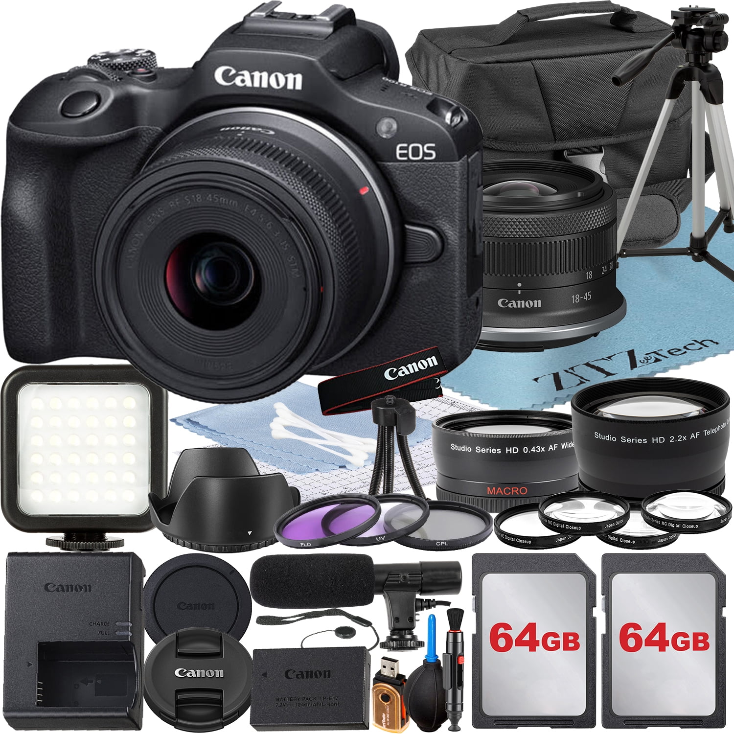 Canon EOS R100 Mirrorless Camera + 18-45mm Lens Bundle: 2 Pack