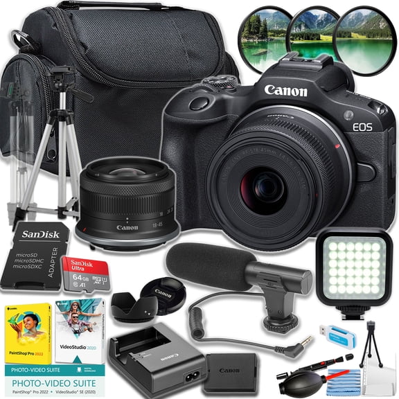 Canon EOS R100 Mirrorless Camera with RF-S18-45mm IS STM Lens, APS-C Sensor, 24.1MP, Entry-Level Creators