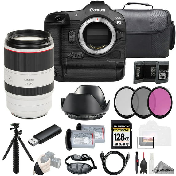 Canon EOS R3 Camera + RF 70-200mm f/2.8 L IS USM Lens 128GB + Ext Bat+ 3 PC Filter- Kit (International Version)