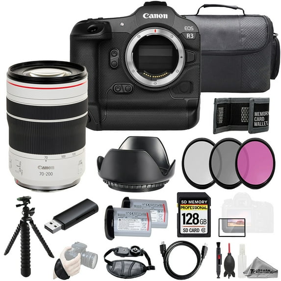 Canon EOS R3 Camera + RF 70-200mm f/4L IS USM Lens 128GB + Ext Bat+ 3 PC Filter- Kit (International Version)