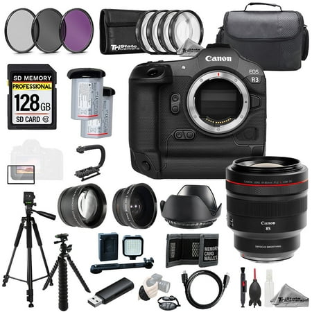 Canon EOS R3 Camera + RF 85mm f/1.2 L USM DS Lens+128GB+Ext Bat+9 PC Filtr MEGA Kit (International Version)