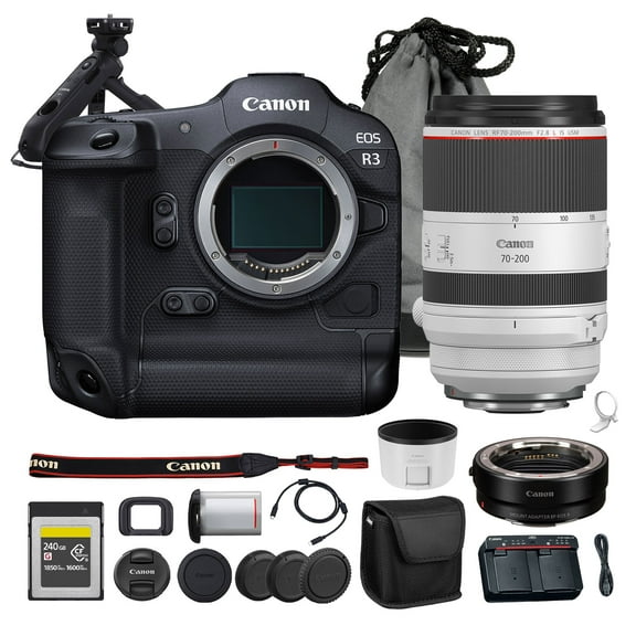 Canon EOS R3 Mirrorless Camera | 24MP Full Frame Sensor 6K RAW Recording | High Speed Autofocus Professional Action and Sports Camera (4895C002) + Canon RF 70-200mm Lens + 240GB Card + More