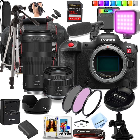 Canon EOS R5 C 45MP Full-Frame Mirrorless Camera, Content Creator Bundle with Lenses and Accessories (International Version)