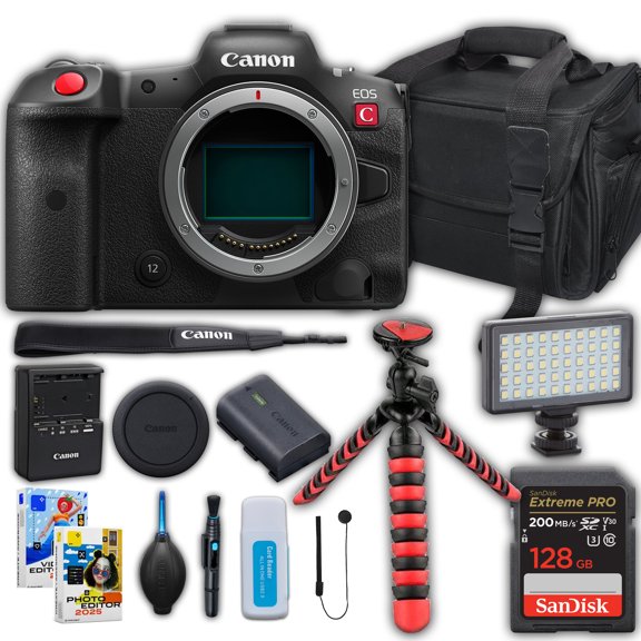 Canon EOS R5 C Mirrorless Cinema Camera Body Only + SanDisk Extreme Pro 128 GB Memory Card + Camera Case + Spider Tripod + More (International Version)