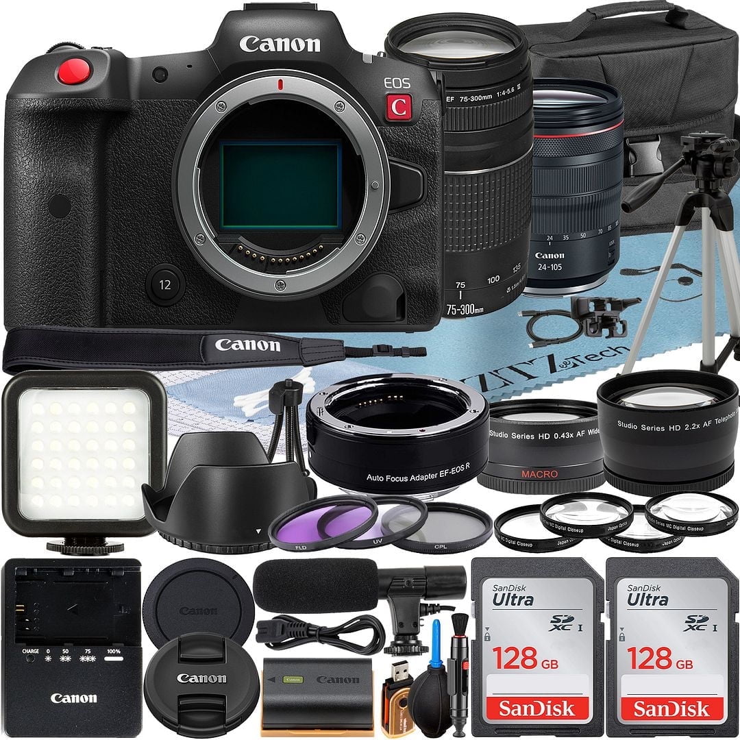 Canon EOS R5 C Cinema Camera Bundle with RF 24-105mm, EF 75-300mm ...