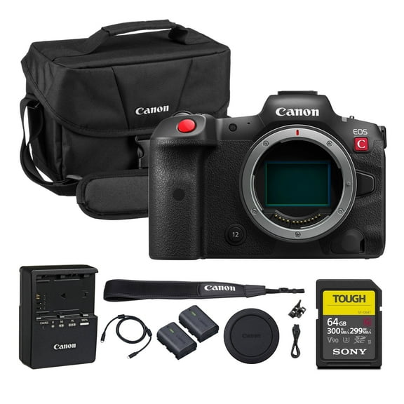 Canon EOS R5 C Mirrorless Cinema Camera | True Hybrid Power for Filmmakers and High-End Creators (5077C002) + LP-E6P Battery + 64GB Memory Card + Canon Shoulder Bag