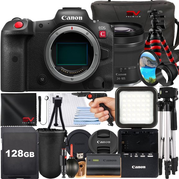 Canon EOS R5-C Mirrorless Cinema Camera with 128GB Memory Card + Case + Tripod + SV Premium Accessory Bundle (International Version)
