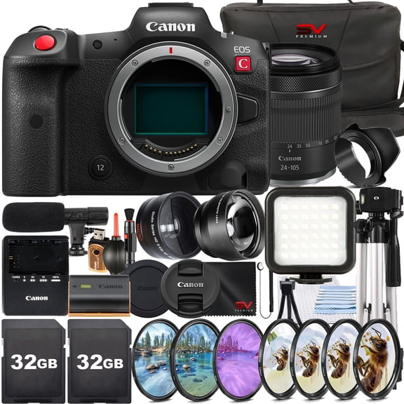 Canon EOS R5-C Mirrorless Cinema Camera with 2 Pack 32GB Memory Card + Tripod + Case + SV Premium Accessory Bundle (International Version)