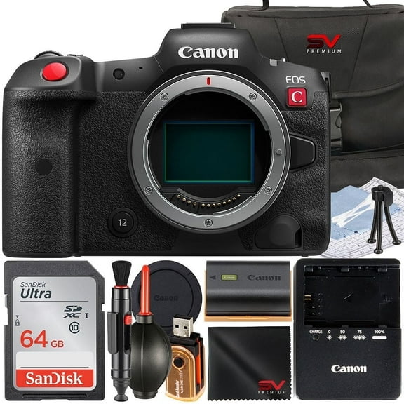 Canon EOS R5-C Mirrorless Cinema Camera with 64GB SanDisk Memory Card + Case + SV Premium Accessory Bundle