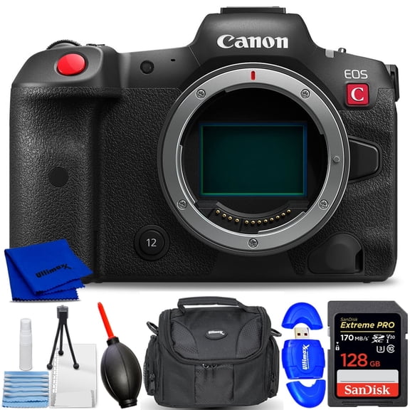 Canon EOS R5 C Mirrorless Cinema Camera (International Model) with Bundle Includes: SanDisk 128GB Extreme PRO, Medium Gadget Bag Case & Much More (7pc Bundle)