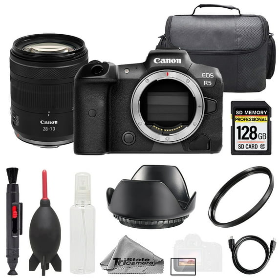 Canon EOS R5 Camera + RF 28-70mm f/2.8 IS STM Lens +128GB+ Bag+ UV Filter- Basic Kit (International Version)