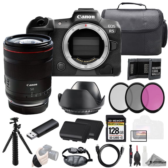 Canon EOS R5 Camera + RF 50mm f/1.4 L VCM Lens 128GB + Ext Bat+ 3 PC Filter- Kit (International Version)