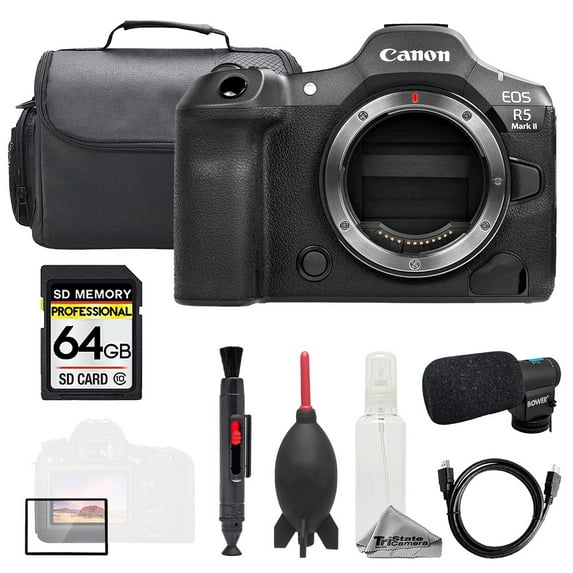 Canon EOS R5 II (Body) + Mic + 64GB + Bag+ Screen Protector- Basic Kit (International Version)