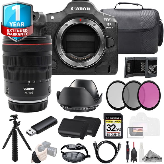 Canon EOS R5 II Camera + 24-105mm IS USM Lens +32GB + 1 Yr Warranty- Kit (International Version)