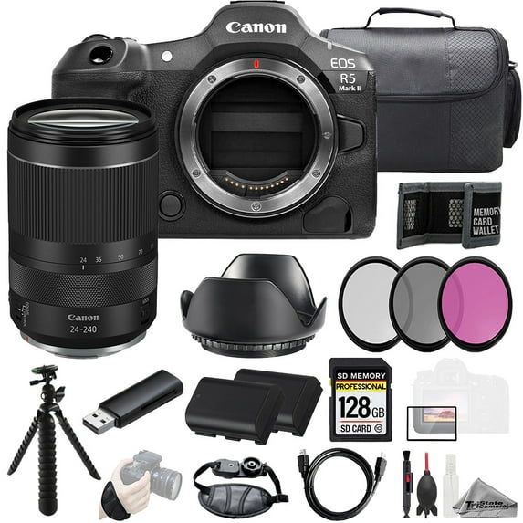 Canon EOS R5 II Camera + 24-240mm f/4-6.3 IS USM Lens 128GB + Ext Bat+ 3 PC Filter- Kit (International Version)