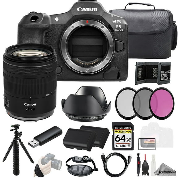 Canon EOS R5 II Camera + 28-70mm f/2.8 IS STM Lens +64GB + Ext Bat+ 3 PC Filter- Kit (International Version)