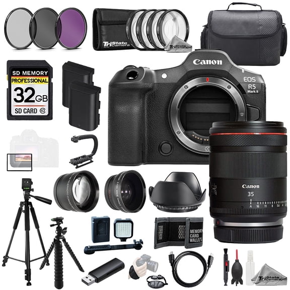 Canon EOS R5 II Camera + 35mm f/1.4 L VCM Lens +32GB+Ext Bat+9 PC Filtr-MEGA Kit (International Version)