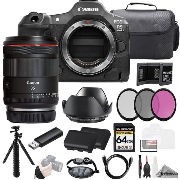 Canon EOS R5 II Camera + 35mm f/1.4 L VCM Lens +64GB + Ext Bat+ 3 PC Filter- Kit (International Version)