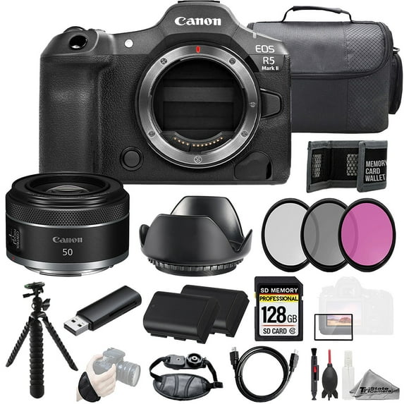 Canon EOS R5 II Camera + 50mm f/1.8 STM Lens 128GB + Ext Bat+ 3 PC Filter- Kit (International Version)