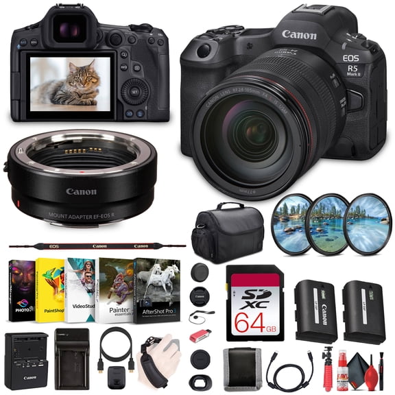 Canon EOS R5 Mark II Mirrorless Camera 45MP 8K + RF 24-105mm Lens Bundle Adapter Kit (International Model)