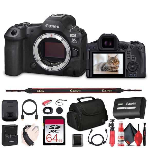 Canon EOS R5 Mark II Mirrorless Camera 45MP 8K Bundle 64GB Kit (International Model)
