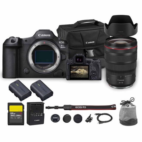 Canon EOS R5 Mark II Mirrorless Camera Bundle with RF24-70mm Lens, LP-E6P Battery & Accessories (International Model)