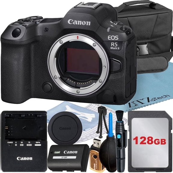 Canon EOS R5 Mark II Mirrorless Camera (Body Only) with 128GB Memory Card + Case + ZeeTech Accessory Bundle (International Version)