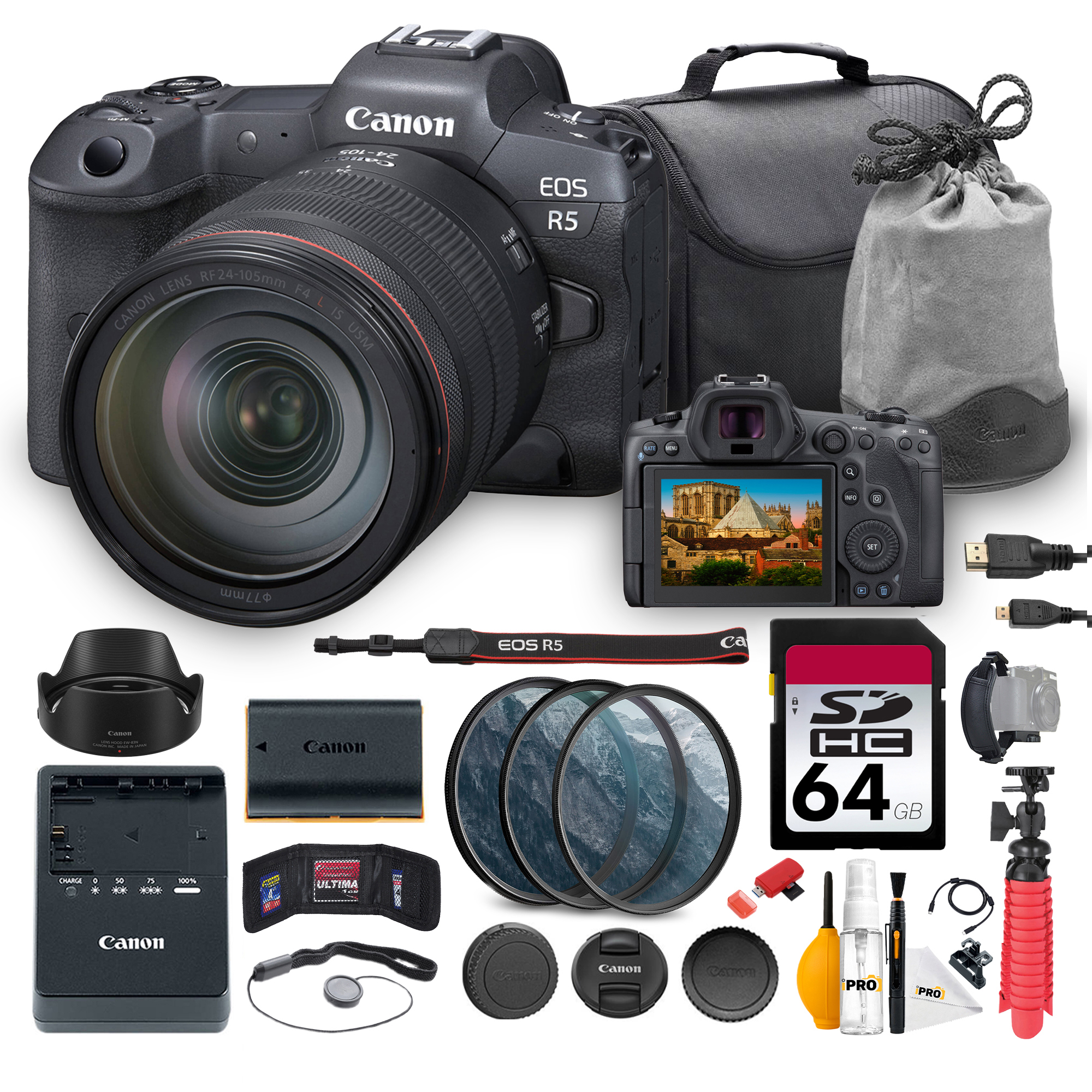 Canon EOS R5 Mirrorless Camera with 24-105mm f/4L IS USM Lens Bundle ...