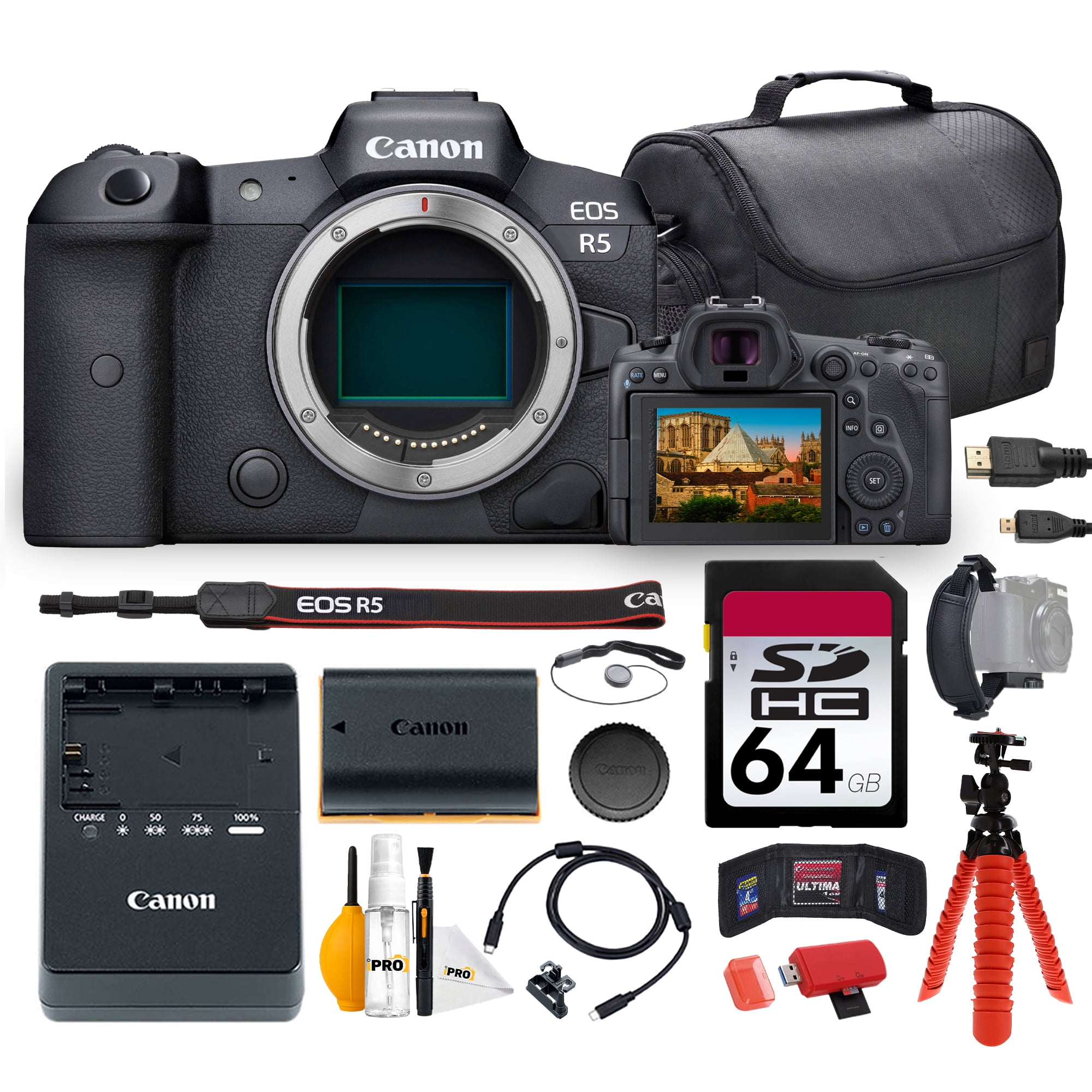 Canon EOS R5 Mirrorless Camera Bundle | 45MP Full-Frame Sensor, 8K ...