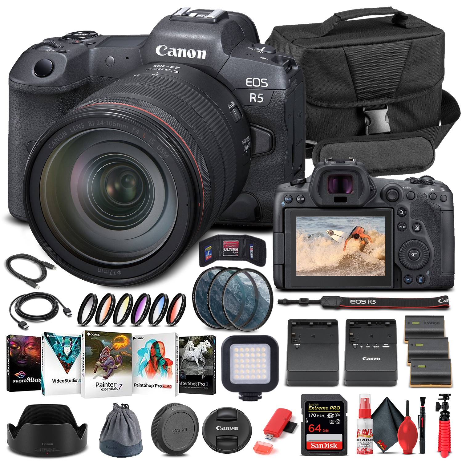 Canon EOS R5 Mirrorless Camera W/ 24-105mm f/4L Lens 4147C013 - Advanced Bundle - image 1 of 8