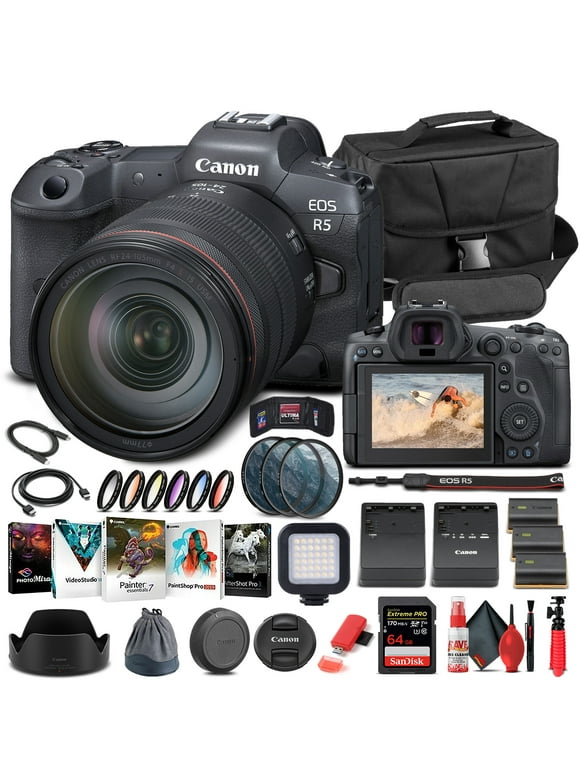 Canon EOS R5 Mirrorless Camera W/ 24-105mm f/4L Lens 4147C013 - Advanced Bundle