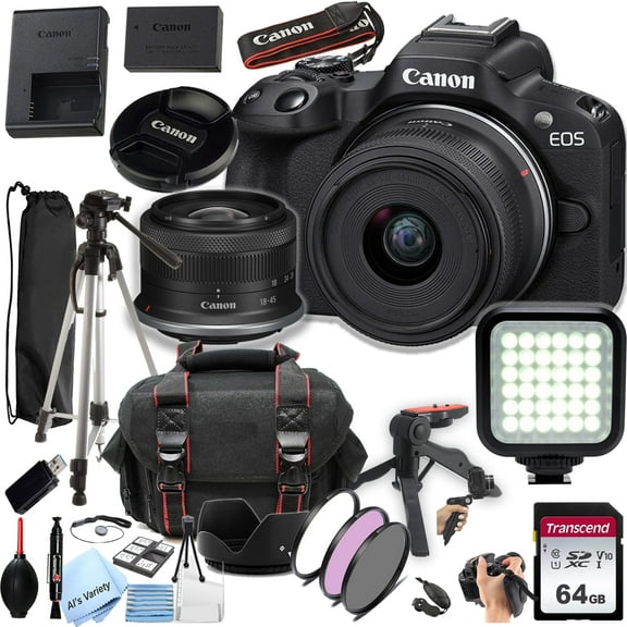 Canon EOS R50 24.2MP APS-C CMOS Sensor Mirrorless Camera with 18-45mm Lens + 64GB SD Card and More