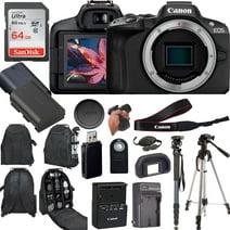 Canon EOS R50 4K Video Mirrorless Camera (Body Only) Enhanced with Professional Accessory Bundle - Includes 14 Items