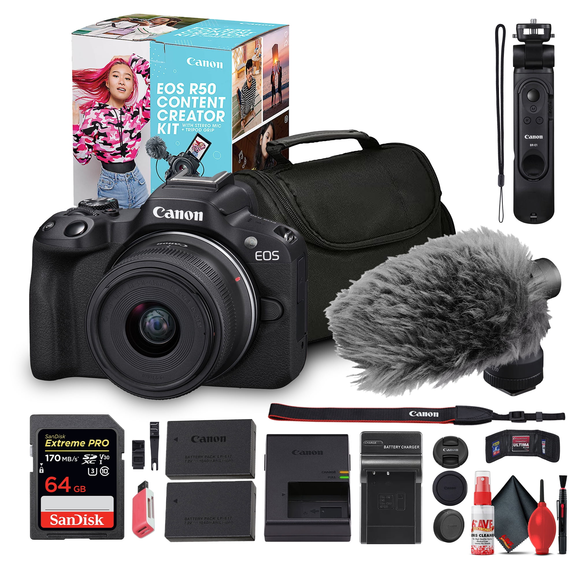 Canon EOS R50 Mirrorless Camera with 18-45mm Lens Creator Kit
