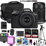 Canon EOS R50 Mirrorless Camera with 18-45mm & 55-210mm Lens Bundle with Canon 200ES EOS Shoulder Bag + 2x64GB Extreme PRO Memory Card, LED Light, Tripod, Editing Software & More