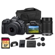 Canon EOS R50 Mirrorless Camera with 18-45mm & 55-210mm RF-S Lenses | 24.2MP, APS-C, 4K, Dual Pixel CMOS AF | Bundle with 64GB Memory Card, Shoulder