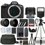 Canon EOS R50 Mirrorless Camera Black + 3 Lens Kit 18-45mm + 32GB + Flash & More - International Version