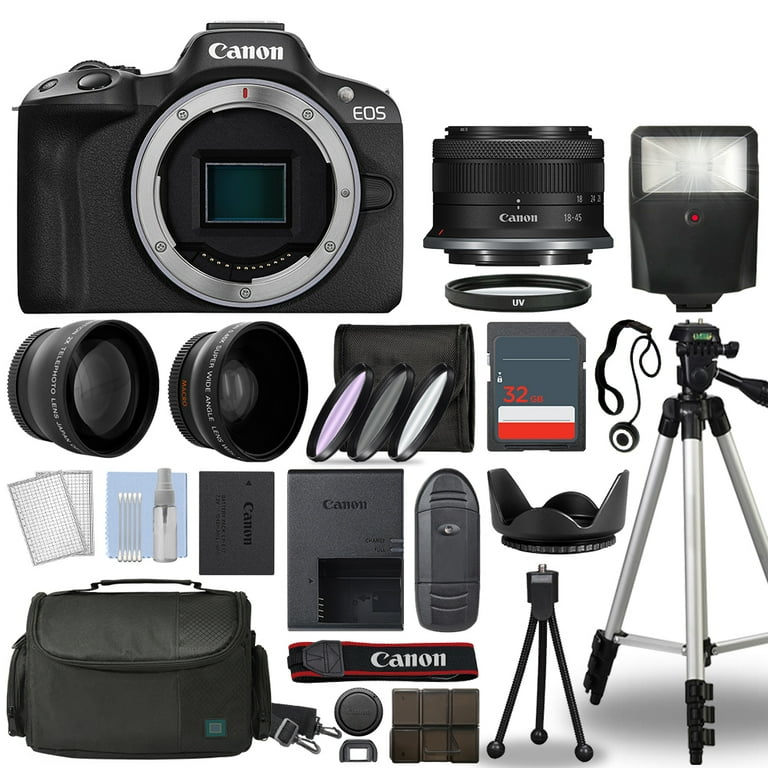 Canon EOS R50 Professional Camera Bundle: Mirrorless Body, Black