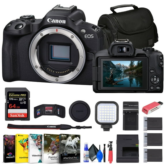 Canon EOS R50 Mirrorless Camera (Black) (5811C002) + Rode VideoMic + 64GB Card + More (International Version)